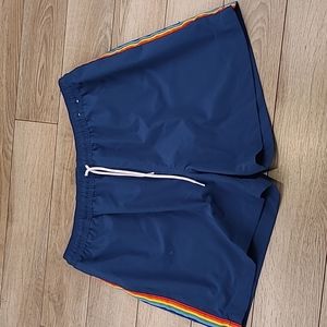 CHUBBIES Dark Blue‎ Rainbow Pattern Blend Sz XL 5.5 Inseam Mens Swim Trunks